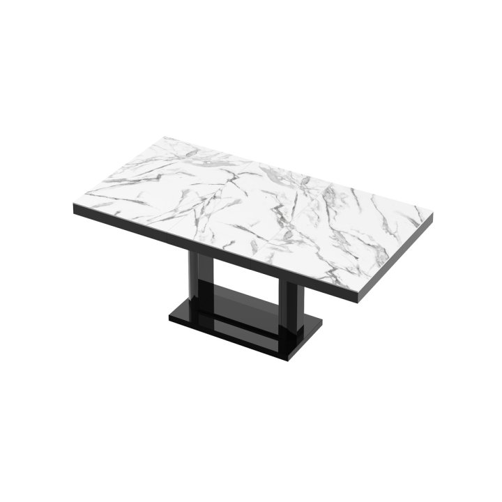 Stół Quadro 120 Marble White Hg+Biały Super Print (Hg/Mat)